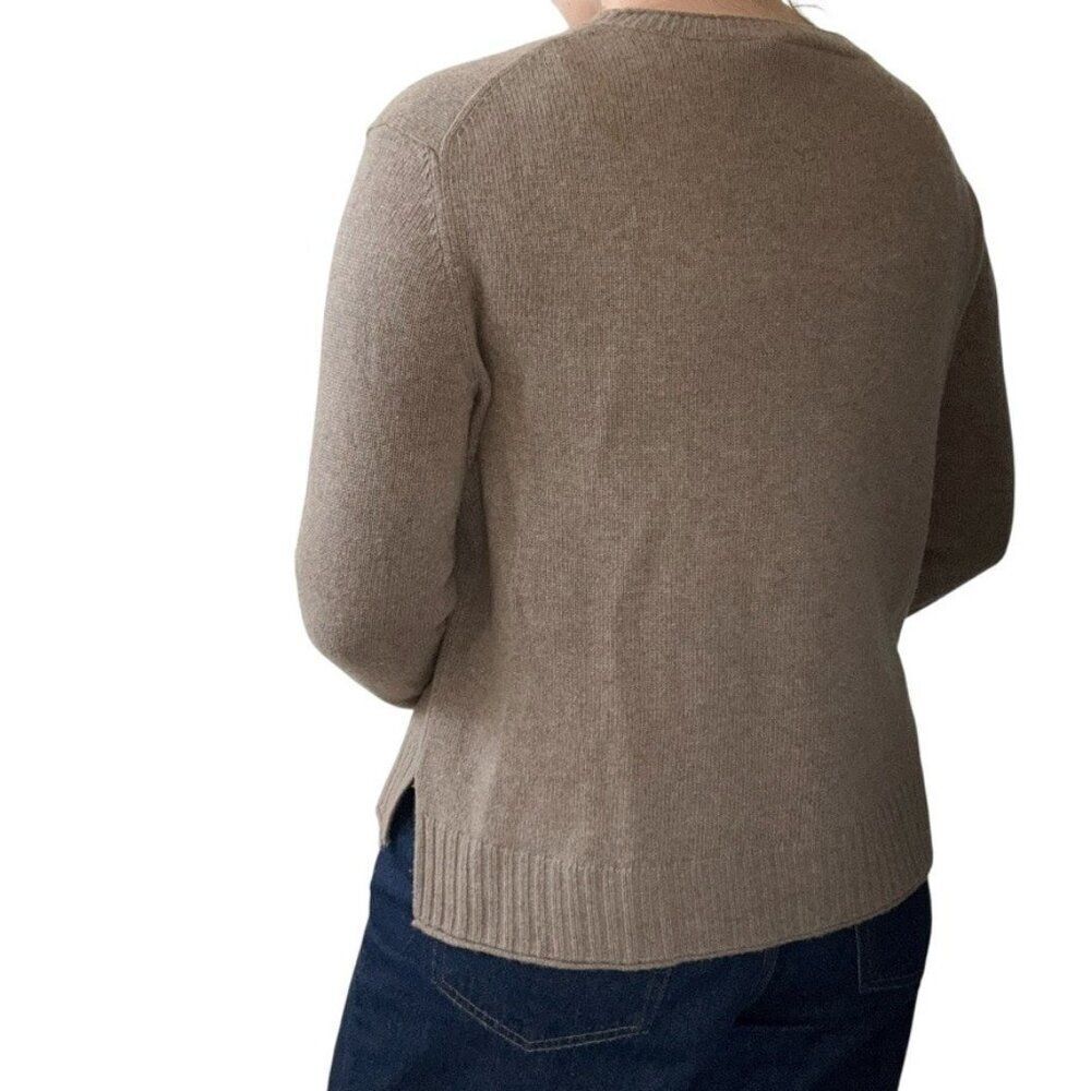 Jenni Kayne Tan Brown Cashmere Wool Blend Cropped Crewneck Oversized Sweater S - Picture 5 of 7